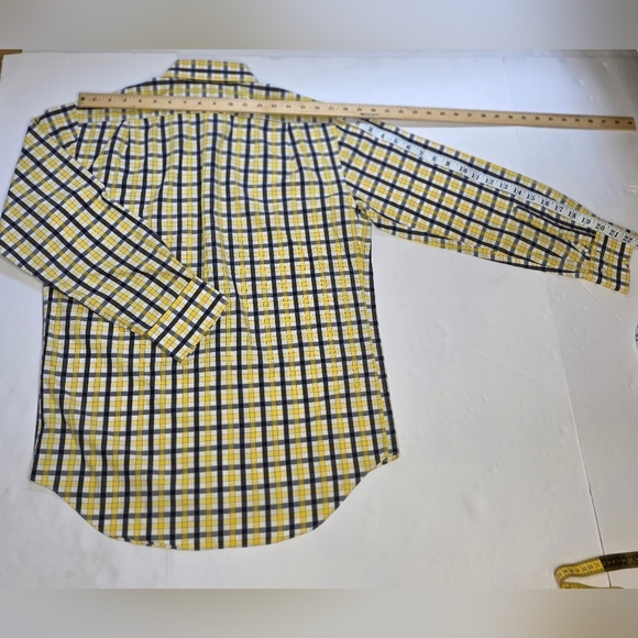 Men's Lorenzo Uomo dress Shirt. Italian made, 15.5 collar, yellow/black check - Picture 5 of 8